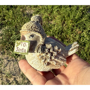 Letters to Santa Bird Ornament Resin Cute Woodland Critter Cabin Rustic Holiday